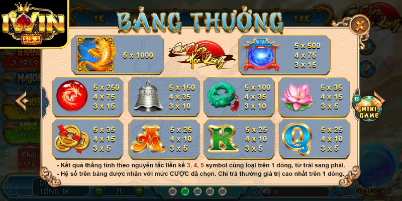 Cá Chép Hóa Rồng Iwin - Chinh Phục Hũ Jackpot Khủng 3 Thưởng lớn nhiều cấp độ trong game