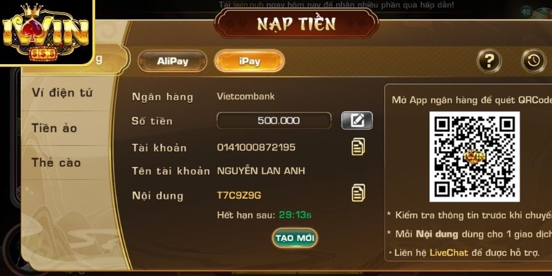 Lưu ý trong quá trình nạp rút tiền Iwin