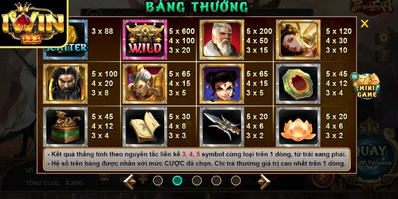 Game slot Phong thần có mức thưởng cực cao